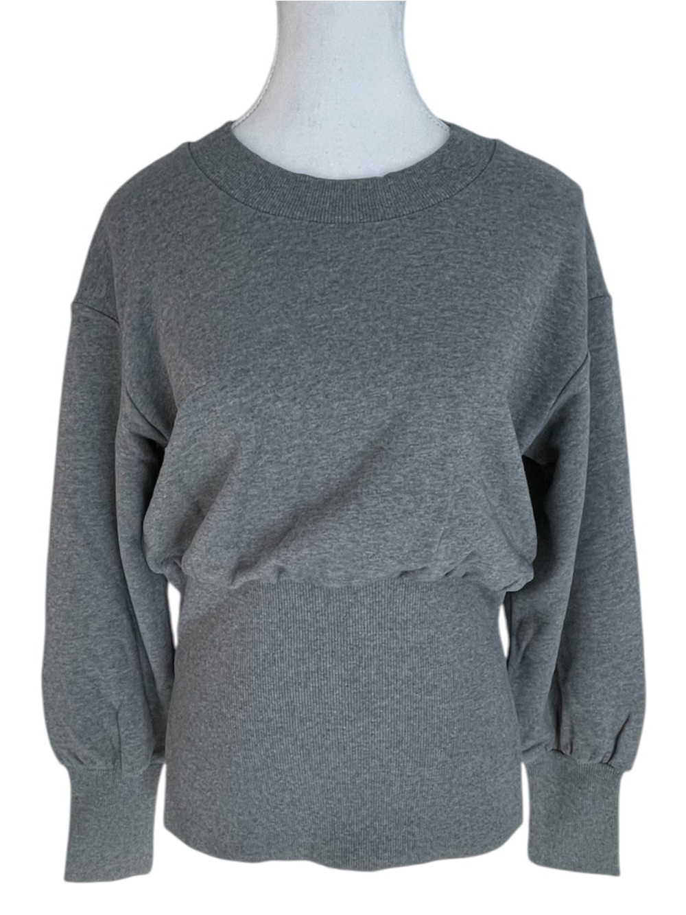 Susana Monaco Heather Gray Crewneck Sweatshirt Fitted Waistline Medium